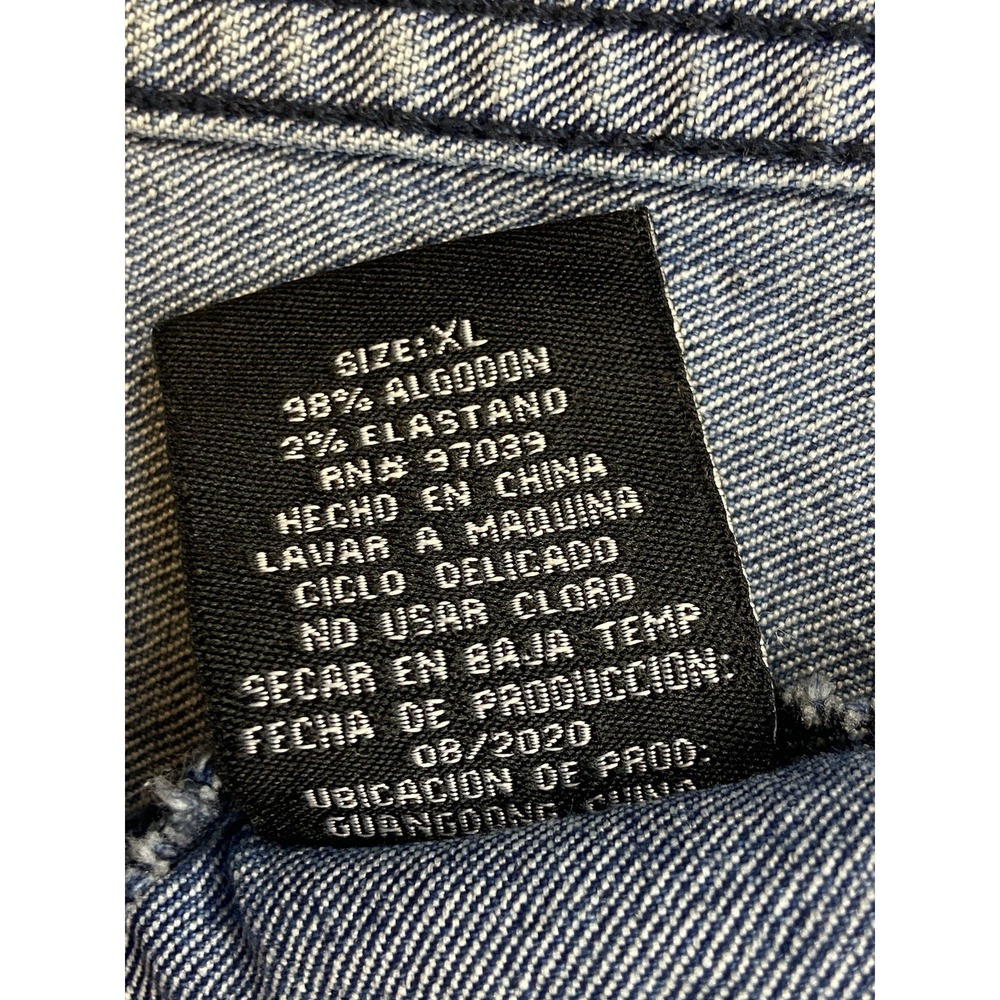 Demo Lition Jacket Mens XL Blue Denim Graffiti Biker NO CAP HUSTLE Art Street - Picture 8 of 16